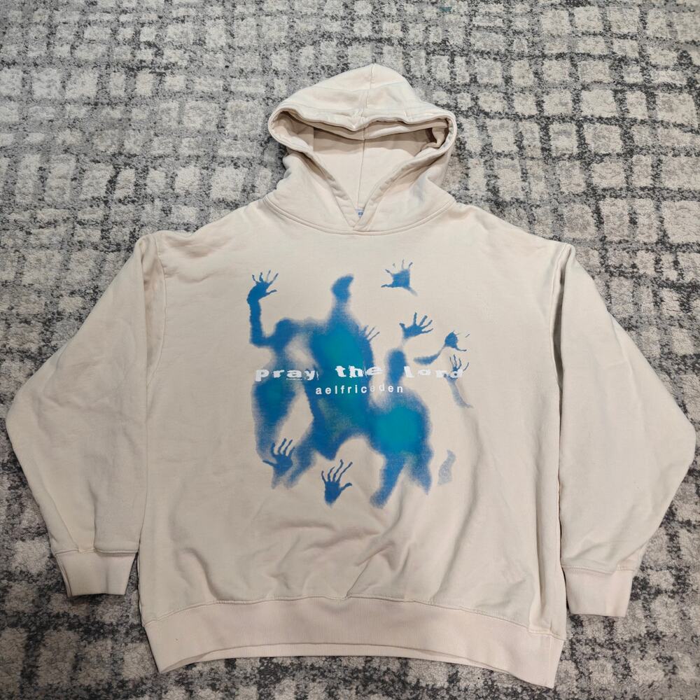 Aelfric Eden Pray The Lord Graphic Hoodie Cream Beige Oversized Streetwear XL